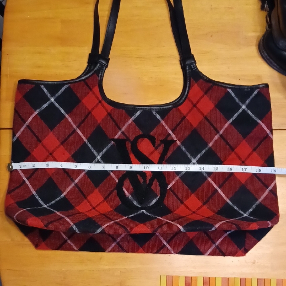 Victoria's Secret Red and Black Checkered Tote - Picture 6 of 8